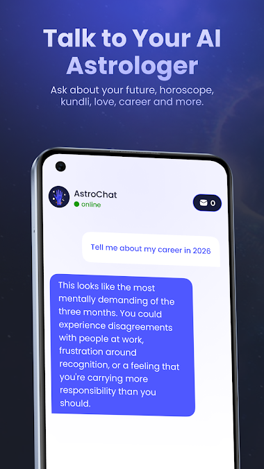 AstroChat screenshot — chat with your AI astrologer about career in 2026