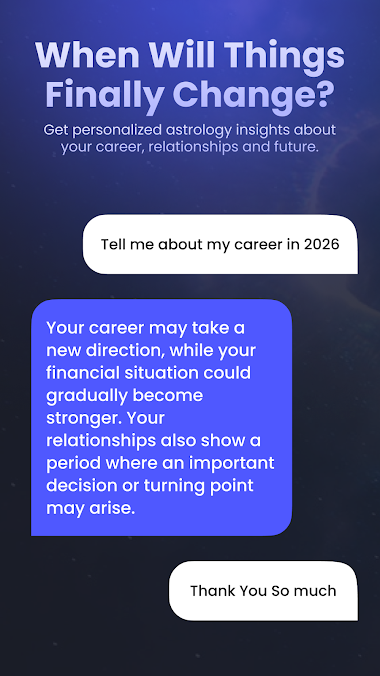 AstroChat screenshot — astrology insights on career, relationships and future
